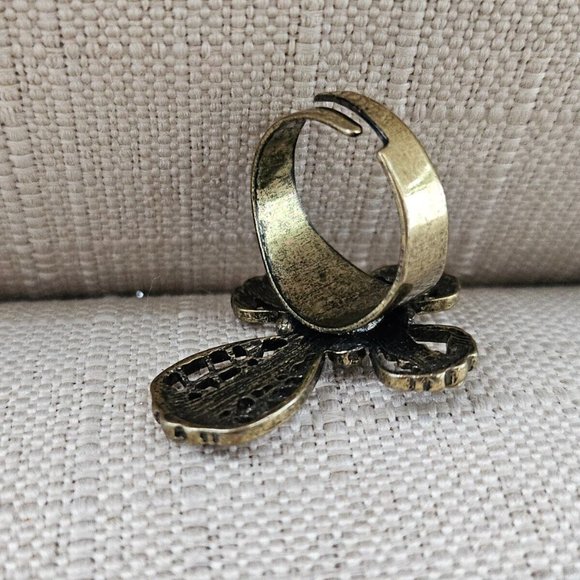 Free Press Ring Women Fashion Ring Gold Tone vintage Style Size adjustable 7-8 - Picture 9 of 10